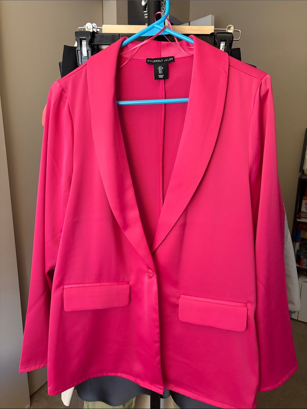 Sincerly Jules Vibrant Pink Shawl Collar Blazer